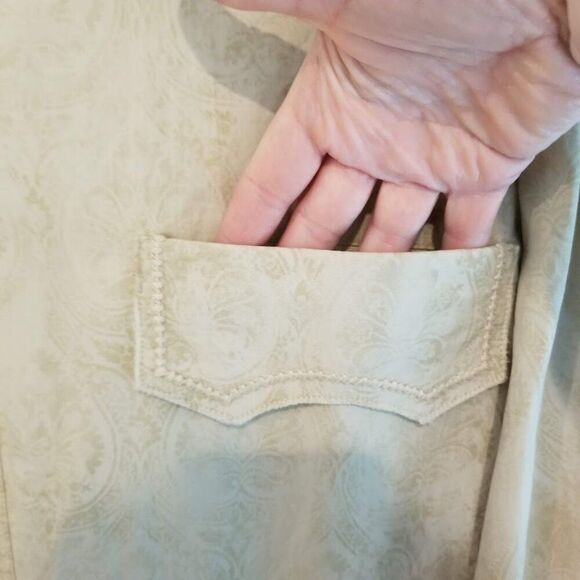 Howe Cream Tan Cotton Men's Embroidered Western Button Down Shirt XL - Picture 6 of 11